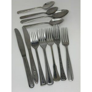 VTG Eclectic 11-Piece Silver-Toned Flatware Set Mismatched Cutlery Assortment